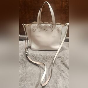 KATE SPADE New York MAGNOLIA STREET EYELET Leather Satchel White Crossbody Purse